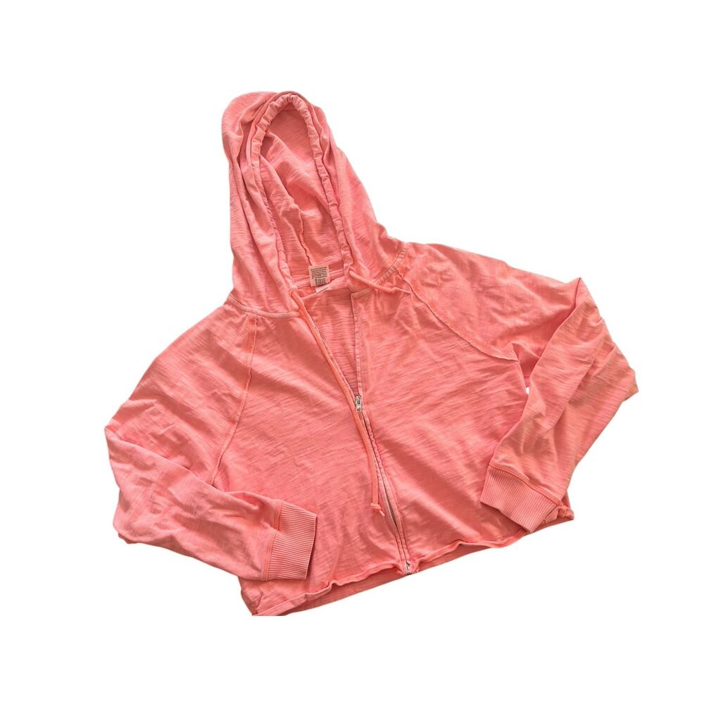 Victoria’s Secret M Coral Cropped hoodie comfort lightweight longsleeve orange